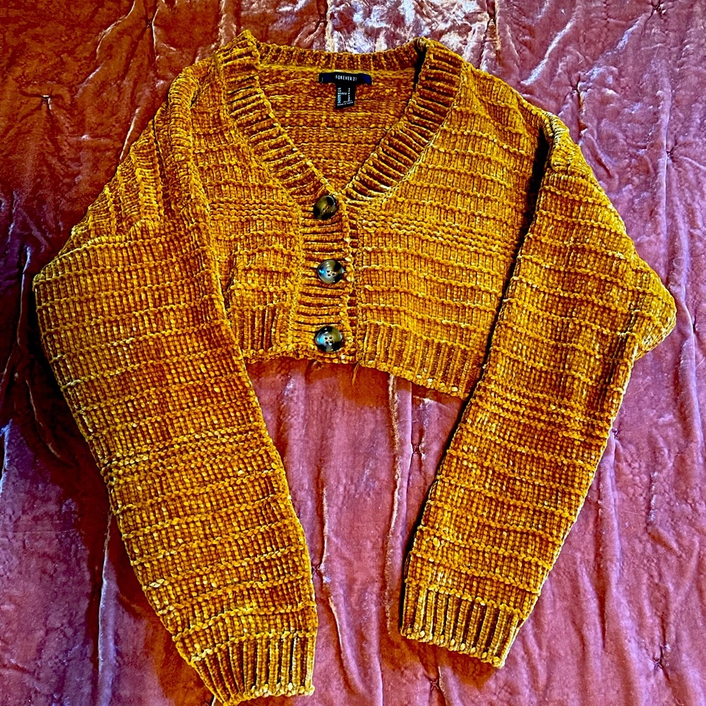 Crop top button down soft sweater